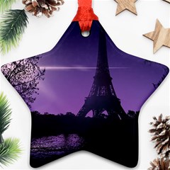 Eiffel Tower Paris-nigh Silhouette Ornament (star) by Wegoenart