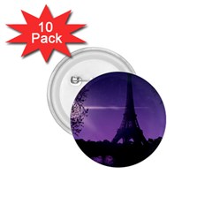 Eiffel Tower Paris-nigh Silhouette 1 75  Buttons (10 Pack) by Wegoenart