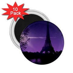 Eiffel Tower Paris-nigh Silhouette 2 25  Magnets (10 Pack)  by Wegoenart