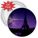 Eiffel Tower Paris-nigh Silhouette 3  Buttons (100 pack)  Front