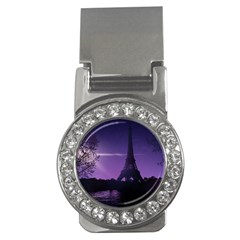 Eiffel Tower Paris-nigh Silhouette Money Clips (cz)  by Wegoenart