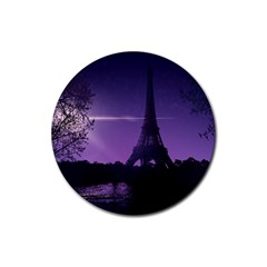 Eiffel Tower Paris-nigh Silhouette Rubber Round Coaster (4 Pack) by Wegoenart