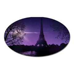 Eiffel Tower Paris-nigh Silhouette Oval Magnet by Wegoenart