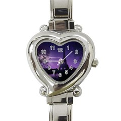 Eiffel Tower Paris-nigh Silhouette Heart Italian Charm Watch by Wegoenart