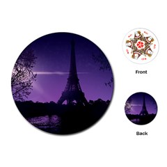 Eiffel Tower Paris-nigh Silhouette Playing Cards Single Design (round) by Wegoenart