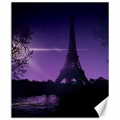 Eiffel Tower Paris-nigh Silhouette Canvas 8  X 10  by Wegoenart