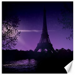 Eiffel Tower Paris-nigh Silhouette Canvas 12  X 12  by Wegoenart