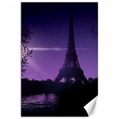 Eiffel Tower Paris-nigh Silhouette Canvas 24  X 36  by Wegoenart