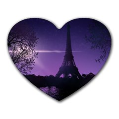 Eiffel Tower Paris-nigh Silhouette Heart Mousepad by Wegoenart