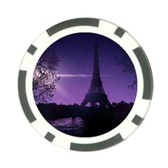 Eiffel Tower Paris-nigh Silhouette Poker Chip Card Guard by Wegoenart