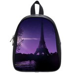 Eiffel Tower Paris-nigh Silhouette School Bag (Small) Front