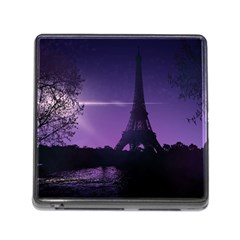 Eiffel Tower Paris-nigh Silhouette Memory Card Reader (square 5 Slot) by Wegoenart