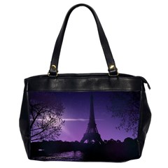 Eiffel Tower Paris-nigh Silhouette Oversize Office Handbag (2 Sides) by Wegoenart