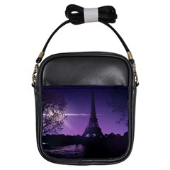 Eiffel Tower Paris-nigh Silhouette Girls Sling Bag by Wegoenart