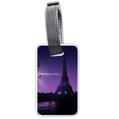 Eiffel Tower Paris-nigh Silhouette Luggage Tag (one Side) by Wegoenart