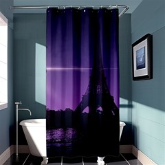 Eiffel Tower Paris-nigh Silhouette Shower Curtain 36  X 72  (stall)  by Wegoenart