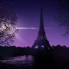 Eiffel Tower Paris-nigh Silhouette Play Mat (rectangle) by Wegoenart