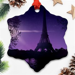 Eiffel Tower Paris-nigh Silhouette Ornament (snowflake) by Wegoenart