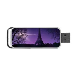 Eiffel Tower Paris-nigh Silhouette Portable Usb Flash (one Side) by Wegoenart