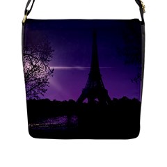 Eiffel Tower Paris-nigh Silhouette Flap Closure Messenger Bag (l) by Wegoenart