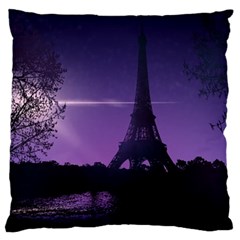 Eiffel Tower Paris-nigh Silhouette Standard Flano Cushion Case (two Sides) by Wegoenart