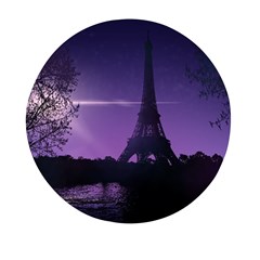 Eiffel Tower Paris-nigh Silhouette Mini Round Pill Box by Wegoenart