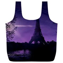 Eiffel Tower Paris-nigh Silhouette Full Print Recycle Bag (xxl) by Wegoenart