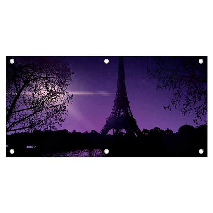 Eiffel Tower Paris-nigh Silhouette Banner and Sign 4  x 2 