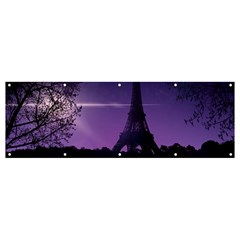 Eiffel Tower Paris-nigh Silhouette Banner And Sign 12  X 4  by Wegoenart