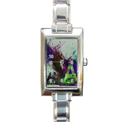 Eiffel Tower Paris France Europe Rectangle Italian Charm Watch by Wegoenart