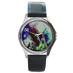 Eiffel Tower Paris France Europe Round Metal Watch by Wegoenart