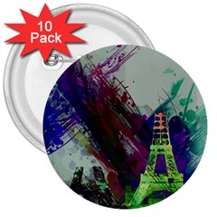 Eiffel Tower Paris France Europe 3  Buttons (10 Pack)  by Wegoenart