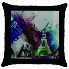 Eiffel Tower Paris France Europe Throw Pillow Case (black) by Wegoenart