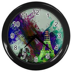 Eiffel Tower Paris France Europe Wall Clock (black) by Wegoenart