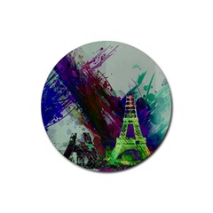 Eiffel Tower Paris France Europe Rubber Coaster (round) by Wegoenart