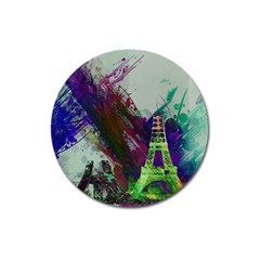 Eiffel Tower Paris France Europe Magnet 3  (round) by Wegoenart