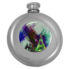 Eiffel Tower Paris France Europe Round Hip Flask (5 Oz) by Wegoenart