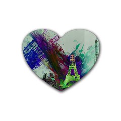 Eiffel Tower Paris France Europe Rubber Coaster (heart) by Wegoenart