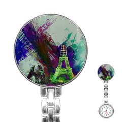 Eiffel Tower Paris France Europe Stainless Steel Nurses Watch by Wegoenart