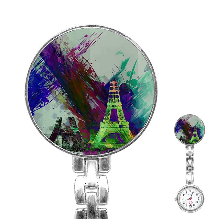 Eiffel Tower Paris France Europe Stainless Steel Nurses Watch