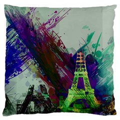 Eiffel Tower Paris France Europe Large Flano Cushion Case (one Side) by Wegoenart