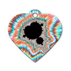 Fractal Abstract Background Dog Tag Heart (one Side) by Wegoenart