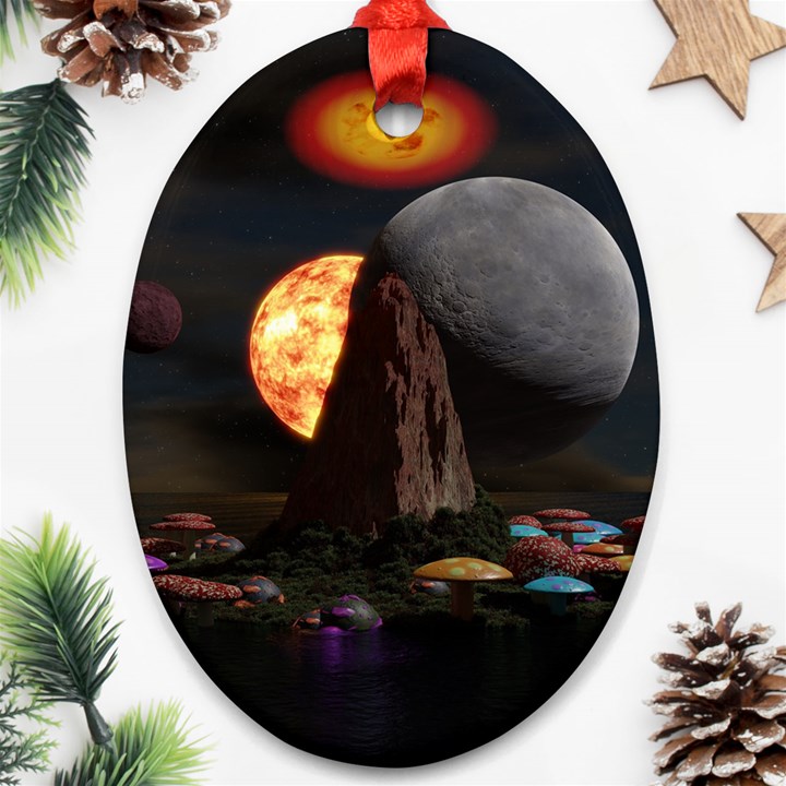 Eye Of Sauron Space Mushroom Moon Ornament (Oval)