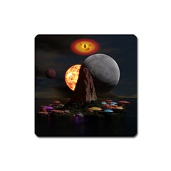 Eye Of Sauron Space Mushroom Moon Square Magnet by Wegoenart