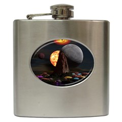 Eye Of Sauron Space Mushroom Moon Hip Flask (6 Oz) by Wegoenart