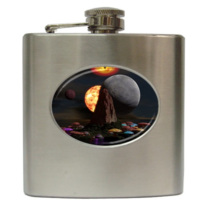 Eye Of Sauron Space Mushroom Moon Hip Flask (6 oz)