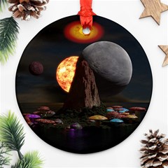 Eye Of Sauron Space Mushroom Moon Round Ornament (two Sides) by Wegoenart