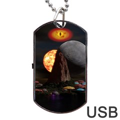 Eye Of Sauron Space Mushroom Moon Dog Tag Usb Flash (two Sides) by Wegoenart