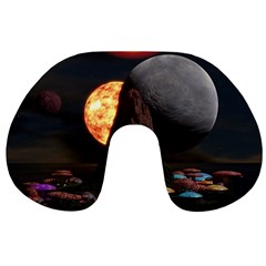 Eye Of Sauron Space Mushroom Moon Travel Neck Pillow by Wegoenart