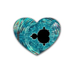 Mandelbrot Apple Fractal Abstract Rubber Heart Coaster (4 Pack) by Wegoenart